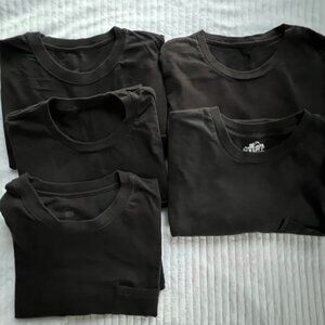 Men's Size Large Lot of Five (5) Short Sleeve Black Pocket Tees